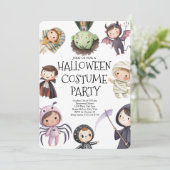 Cute Kids Halloween Kostuum Feest Kaart (Staand voorkant)