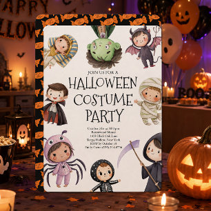 Cute Kids Halloween Kostuum Feest Kaart