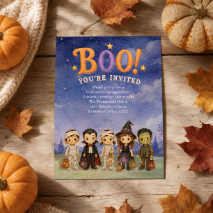 Cute Kids Halloween Kostuum Feestje Boe Kaart