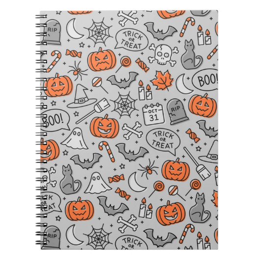 Cute Kids Halloween Krabbelpatroon Notitieboek (Voorkant)
