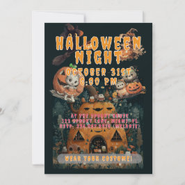 Cute Kids Halloween Night Party Custom Kaart