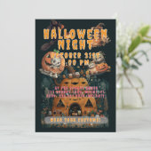 Cute Kids Halloween Night Party Custom Kaart (Staand voorkant)