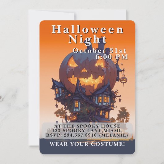 Cute Kids Halloween Night Party Custom Kaart (Voorkant)