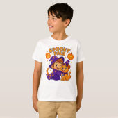 Cute Kids Halloween T-Shirt | Wizard Boy & Dog  (Voorkant volledig)