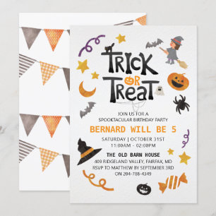 Cute Kids Halloween Verjaardagsfeest Uitnodiging