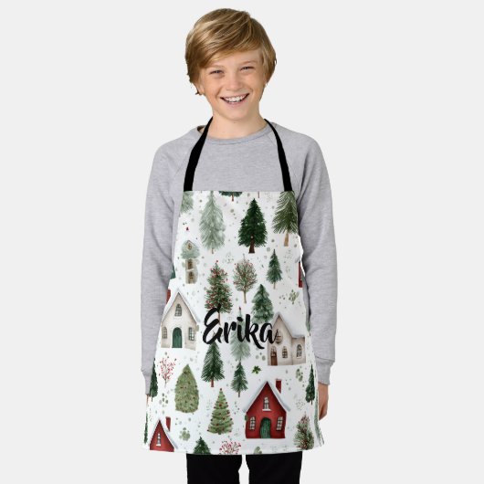 Cute Kids Holiday Apron with Name Schort (Gedragen)