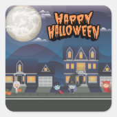 Cute Kids in Neighborhood Trick-or-Treat Sticker (Voorkant)