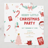 Cute Kids Merry Little Christmas Party Invitations Kaart (Voorkant / Achterkant)