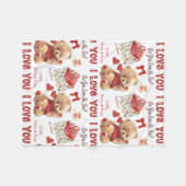 Cute Kid's Teddy Bear I Love You Valentine Fleece Deken (Voorkant (Horizontaal))