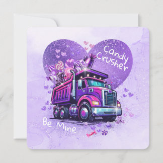 Cute Kids Valentine Purple Truck and Cheeky Poem Notitiekaartje