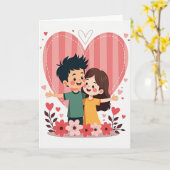 Cute Kids Valentines Hug Card Kaart (Gele Bloem)