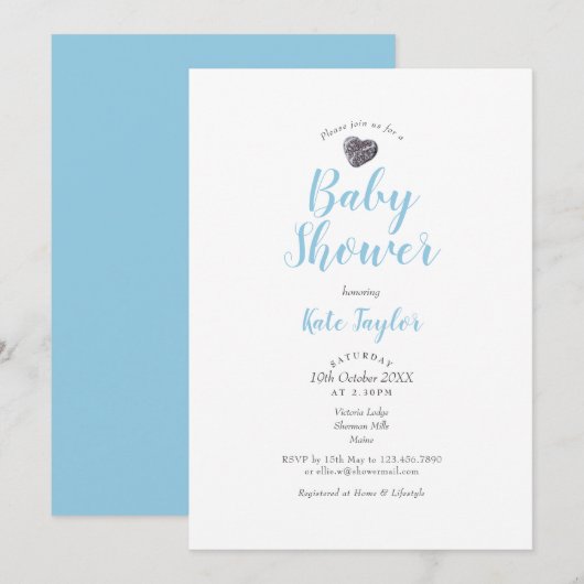 Cute Kiezeltje Hart Baby Shower / Sprinkle Kaart (Voorkant / Achterkant)