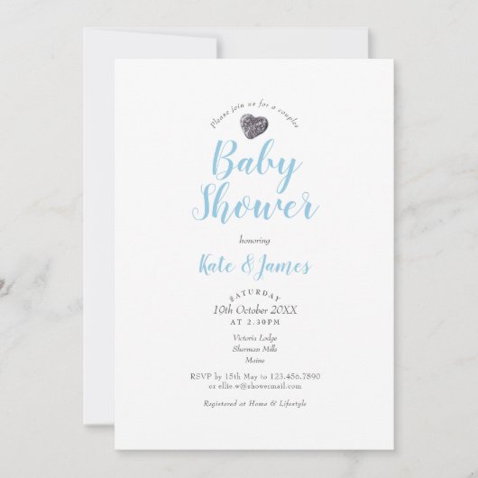 Cute Kiezeltje Hart Koppel Baby Shower / Sprinkle Kaart (Voorkant)
