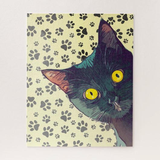 Cute Kijkende Kat Ontwerp Puzzel (Verticaal)
