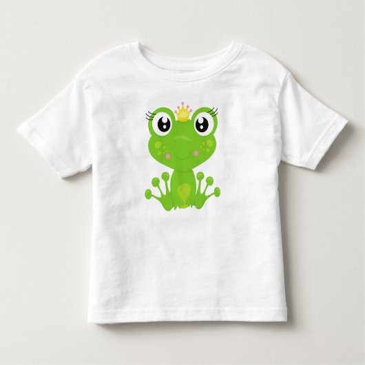 Cute Kikker, Groene Kikker, Kikker Prinses, Kroon Kinder Shirts (Voorkant)