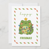 Cute Kikker “Hoppy Frogmas” Grappige Kerstkaart (Voorkant)