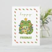 Cute Kikker “Hoppy Frogmas” Grappige Kerstkaart (Staand voorkant)