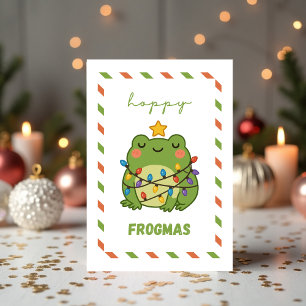 Cute Kikker “Hoppy Frogmas” Grappige Kerstkaart