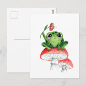 Cute Kikker op Paddenstoel Origineel Aquarel Schil Briefkaart (Voorkant / Achterkant)