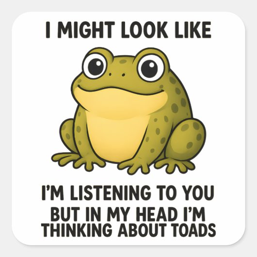 Cute Kikker Pad ADHD Humor Vergadering Overlevings Vierkante Sticker (Voorkant)
