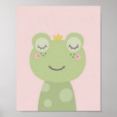 Cute kikker.roze achtergrond. poster (Voorkant)
