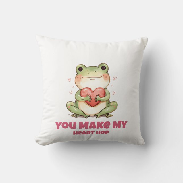 Cute Kikker Valentijnsshirt Kussen (Voorkant)