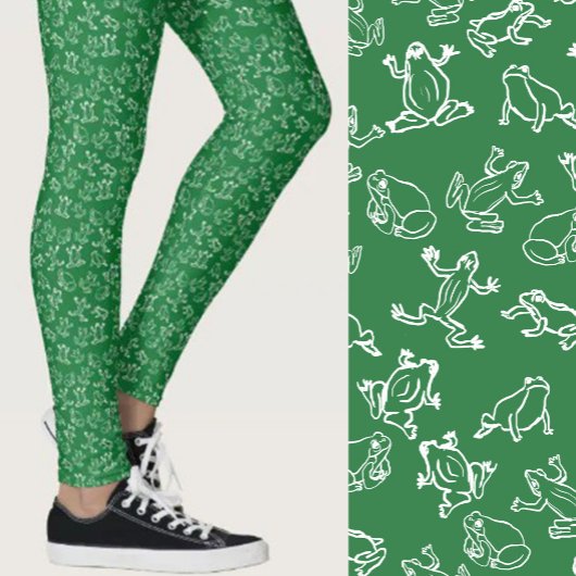 Cute Kikkers Groen en Wit Patroon Leggings