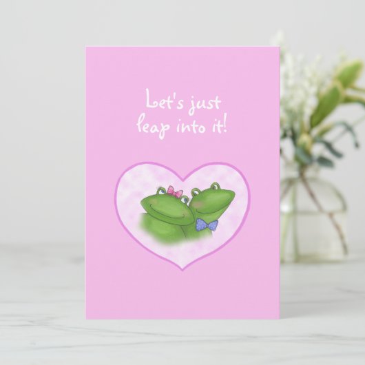 Cute Kikkers in hart Valentijnsdag kaart (Staand voorkant)