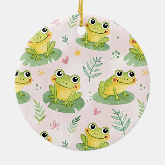 Cute kikkers Patroon Keramisch Ornament (Achterkant)