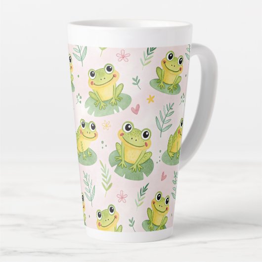 Cute kikkers Patroon Latte Mok (Rechterhoek)