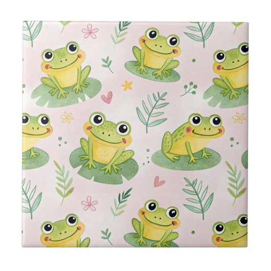 Cute kikkers Patroon Tegeltje (Voorkant)