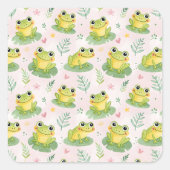 Cute kikkers Patroon Vierkante Sticker (Voorkant)