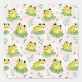 Cute kikkers Patroon Vierkante Sticker