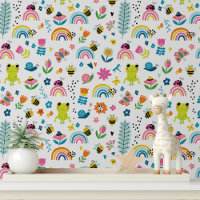 Cute Kikkers Regenboog Nursery Peel en Stick