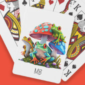 Cute Kikkers Rode Blauwe Paddenstoelen Initialen  Pokerkaarten