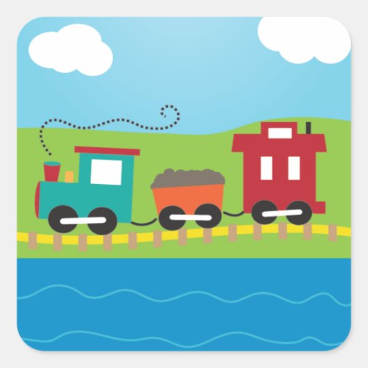 Cute Kind Choo Choo Train Vierkante Sticker (Voorkant)