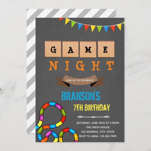 Cute kind game night party kaart (Voorkant / Achterkant)