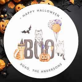 Cute Kind Ghost Pumpkin Happy Halloween Boo Ronde Sticker