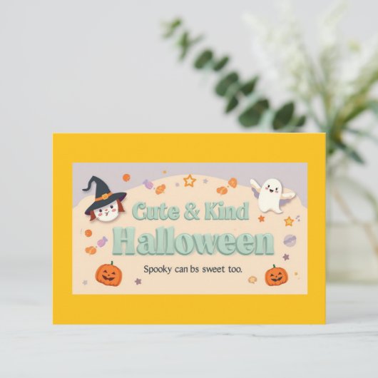“Cute & Kind Halloween” Collectie Kaart (Staand voorkant)