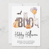 Cute Kind Happy Halloween Cats Ghosts Pumpkin Boo Feestdagenkaart (Voorkant)