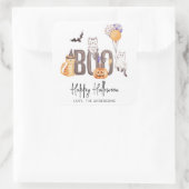 Cute Kind Happy Halloween Cats Ghosts Pumpkin Boo Vierkante Sticker (Tas)