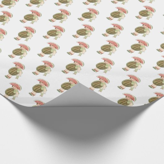 Cute Kind Little Girl  Watermelon Pattern Cadeaupapier (Hoek)