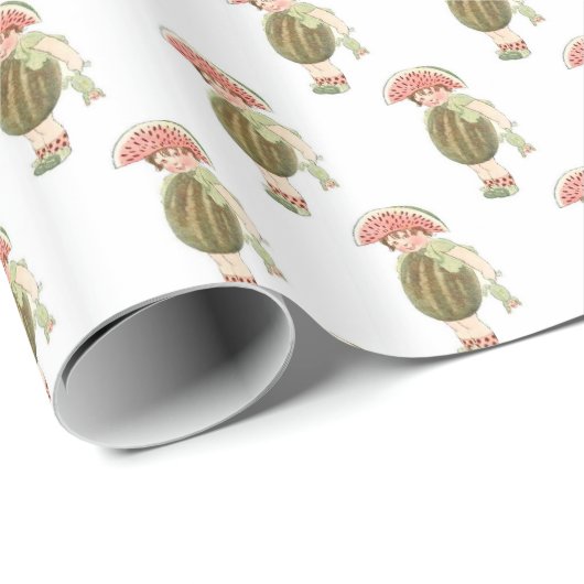 Cute Kind Little Girl  Watermelon Pattern Cadeaupapier (Rol Hoek)