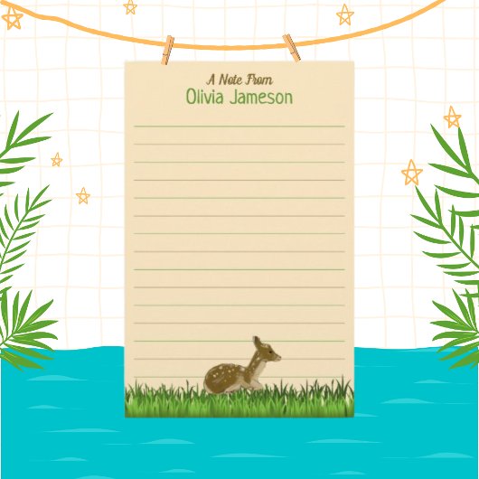 Cute Kind Name Woodland Animal Lined Briefpapier