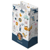 Cute Kind Pattern Foto and Name Boy Blue Klein Cadeauzakje (Achterkant Gekanteld)