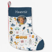 Cute Kind Pattern Foto and Name Boy Blue Kleine Kerstsok