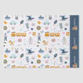 Cute Kind Pattern Foto and Name Boy Blue Tissuepapier (Voorkant)