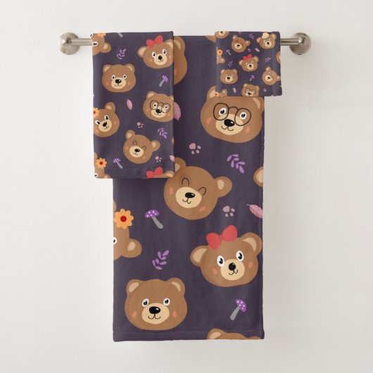 Cute Kind Teddy Bear Cartoon Brown Beer Bad Handdoek (Insitu)