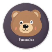 Cute Kind Teddy Bear Cartoon Brown Beer Keramische Knop (Voorkant)