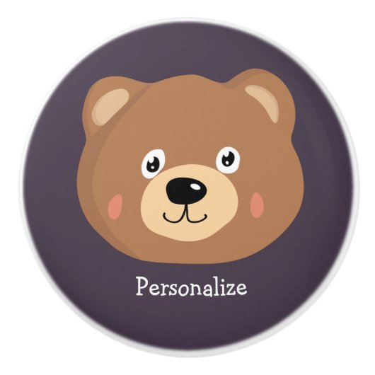 Cute Kind Teddy Bear Cartoon Brown Beer Keramische Knop (Voorkant)